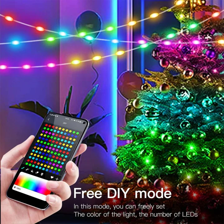 Vista 3 de ✨ Tiras de Luces LED Inteligentes para Árbol de Navidad – Control Bluetooth