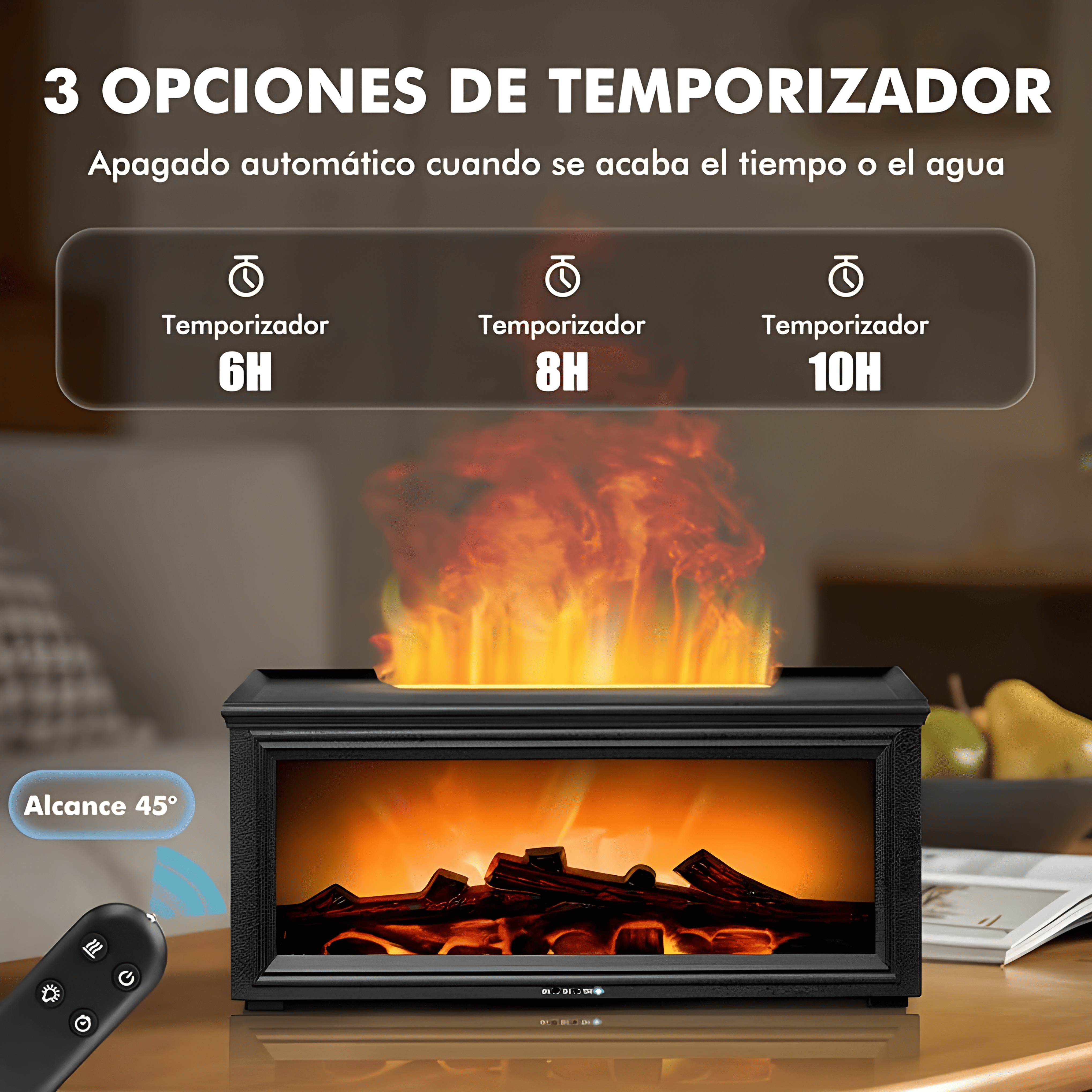 Vista 2 de Chimenea LED, Humidificador de aromas Negro ^.^
