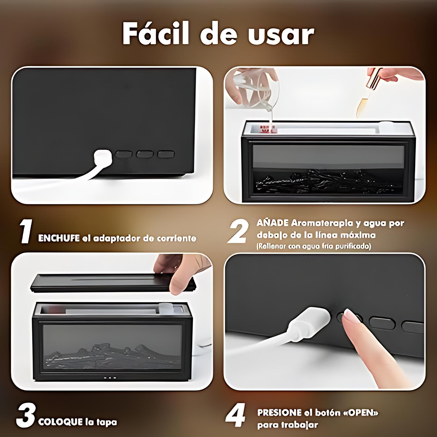 Vista 4 de Chimenea LED, Humidificador de aromas Negro ^.^